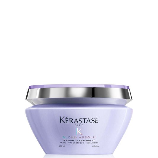 Kerastase Blond Absolu Ultra-Violet mask jar neutralizes warm undertones for cool blondes