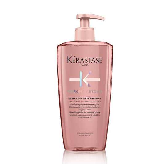 Kérastase Chroma Absolu Chroma Respect Shampoo bottle for color-treated hair provides protective nourishment.