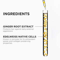 Kerastase Genesis Renforcateur ingredients image highlights edelweiss and ginger for added strength.