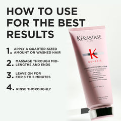 Kerastase Genesis softness and moisture without weighing hair down.