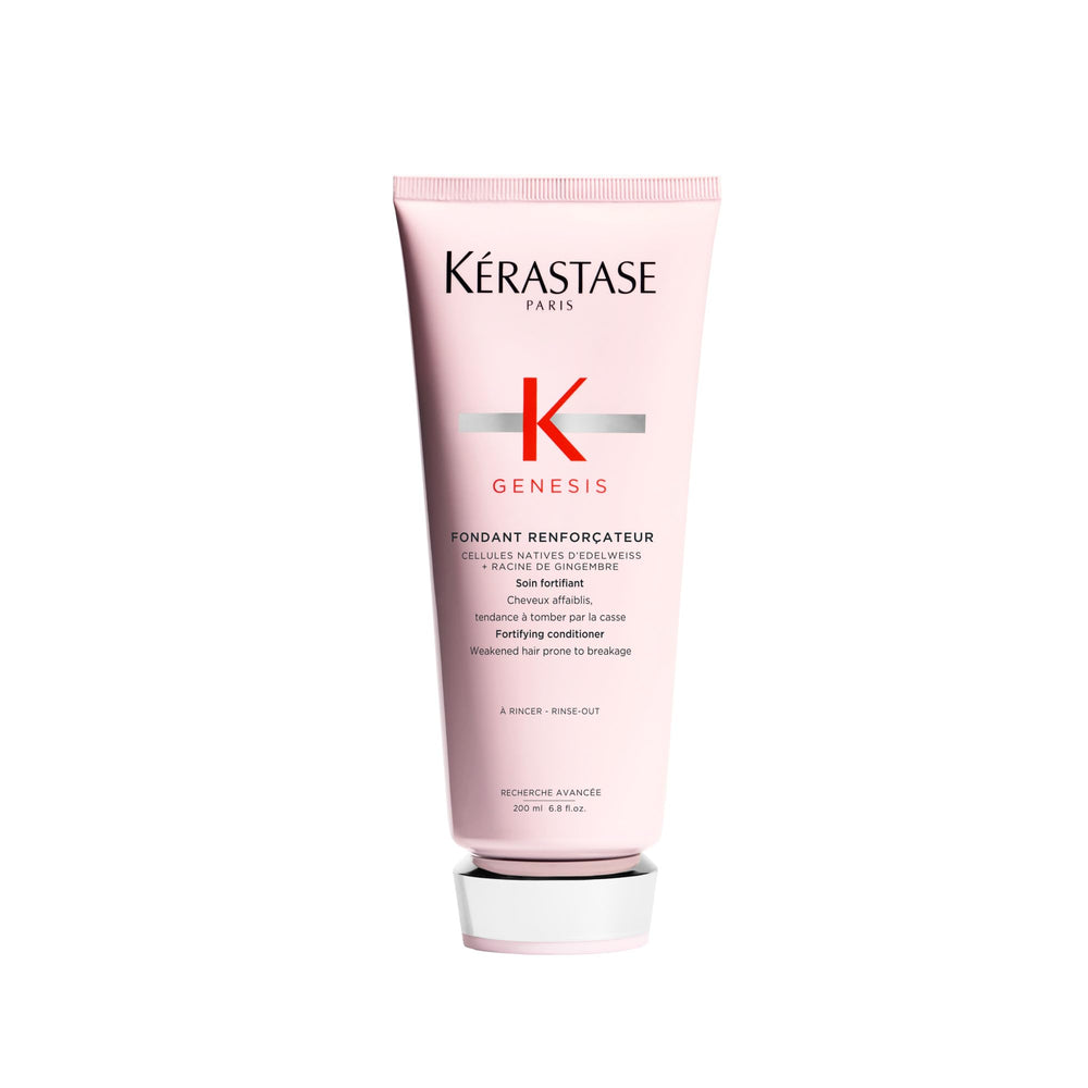 Kerastase Genesis bottle shows fortifying hydration for weak hair.