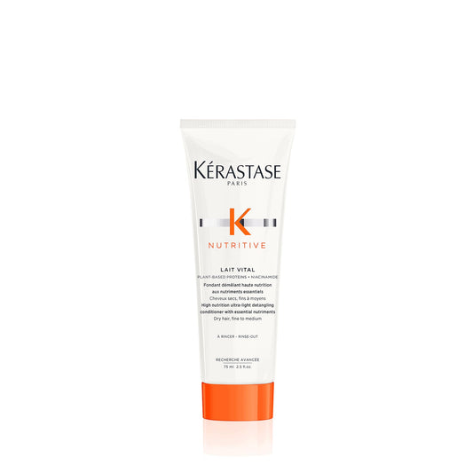 Kerastase Nutritive Lait Vital bottle demonstrates lightweight hydration for fine to medium hair.