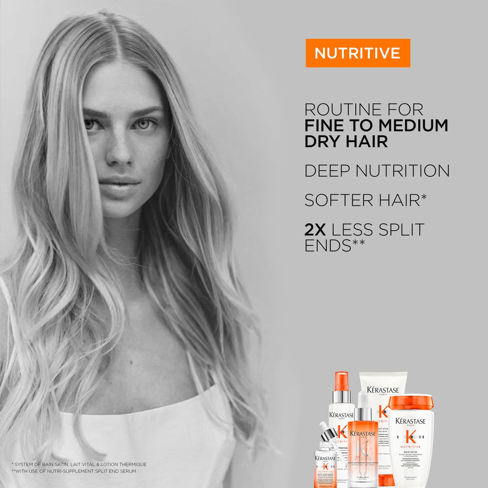 Kerastase Nutritive Lait Vital detangling with a comb yields smoother strands.