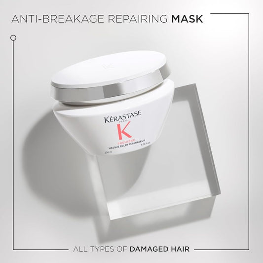 Kerastase Premiere label detail highlighting peptides for stronger, smoother strands.