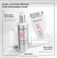 KÉRASTASE Premiere hair strands closeup shows improved texture and strength