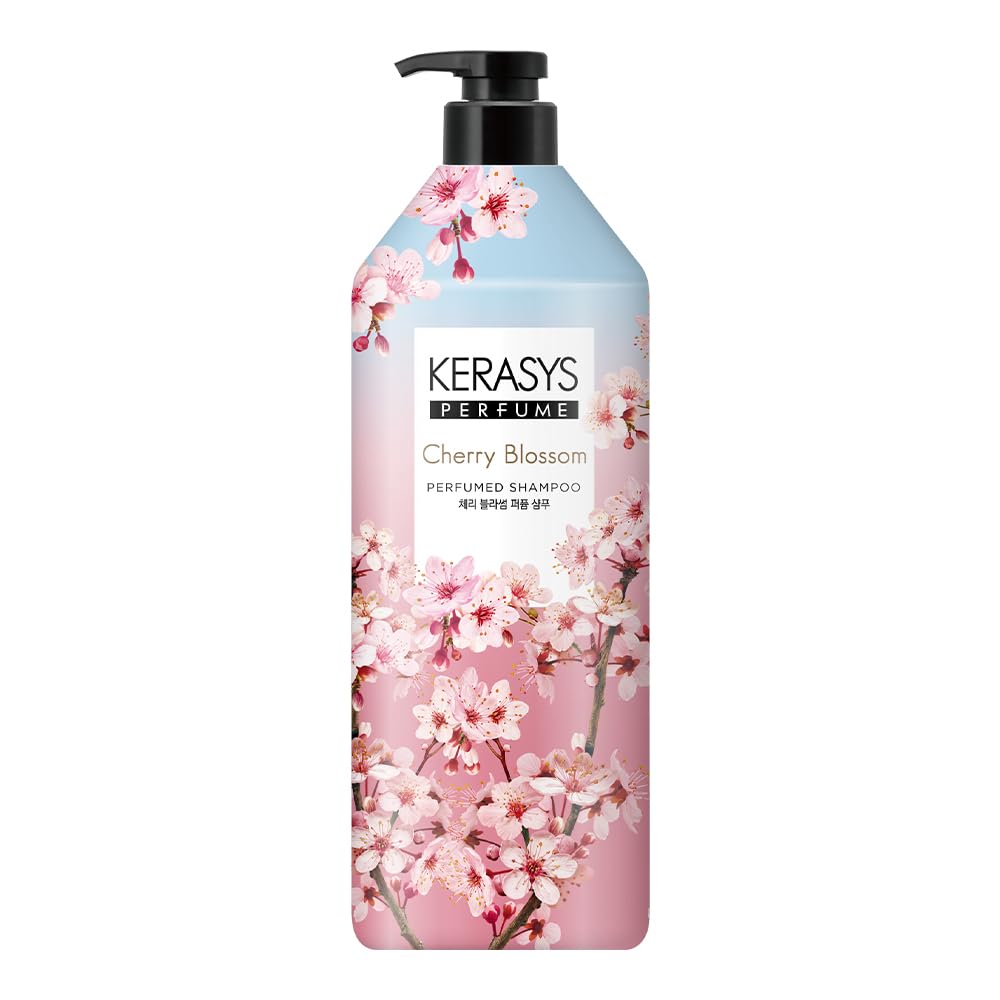 Kerasys Cherry Blossom Perfumed Shampoo bottle with long-lasting fragrance