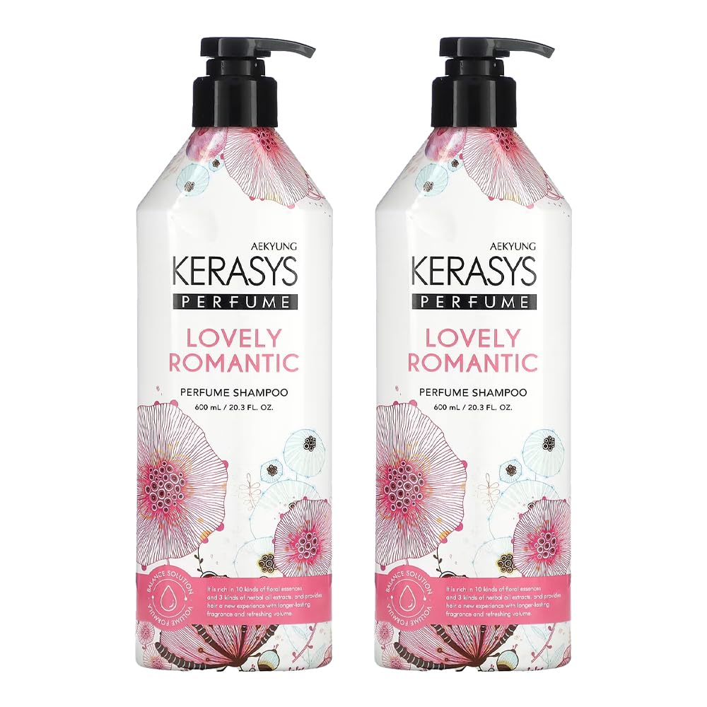 Kerasys Lovely and Romantic Perfumed Shampoo front view, ideal for daily cleansing and scent pairing.