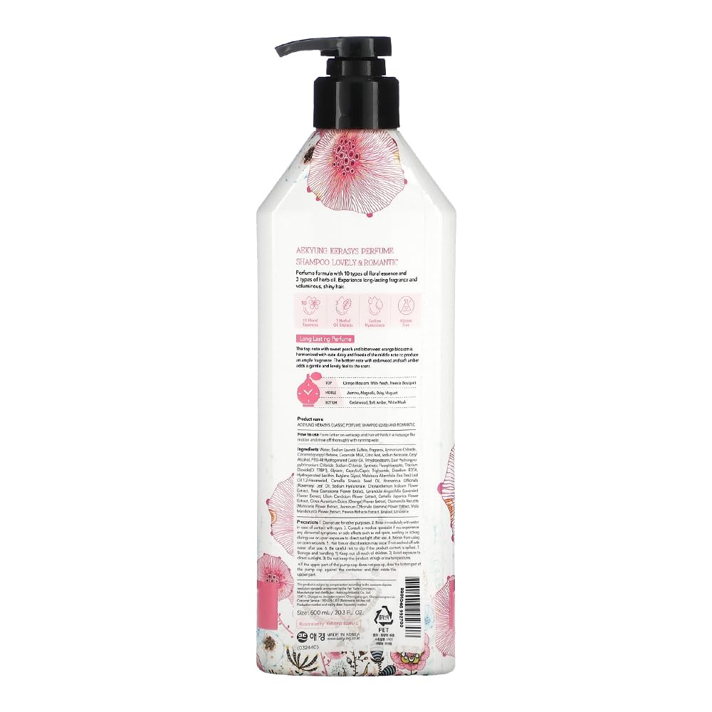 Kerasys Lovely and Romantic Perfumed Shampoo pour action for easy distribution.