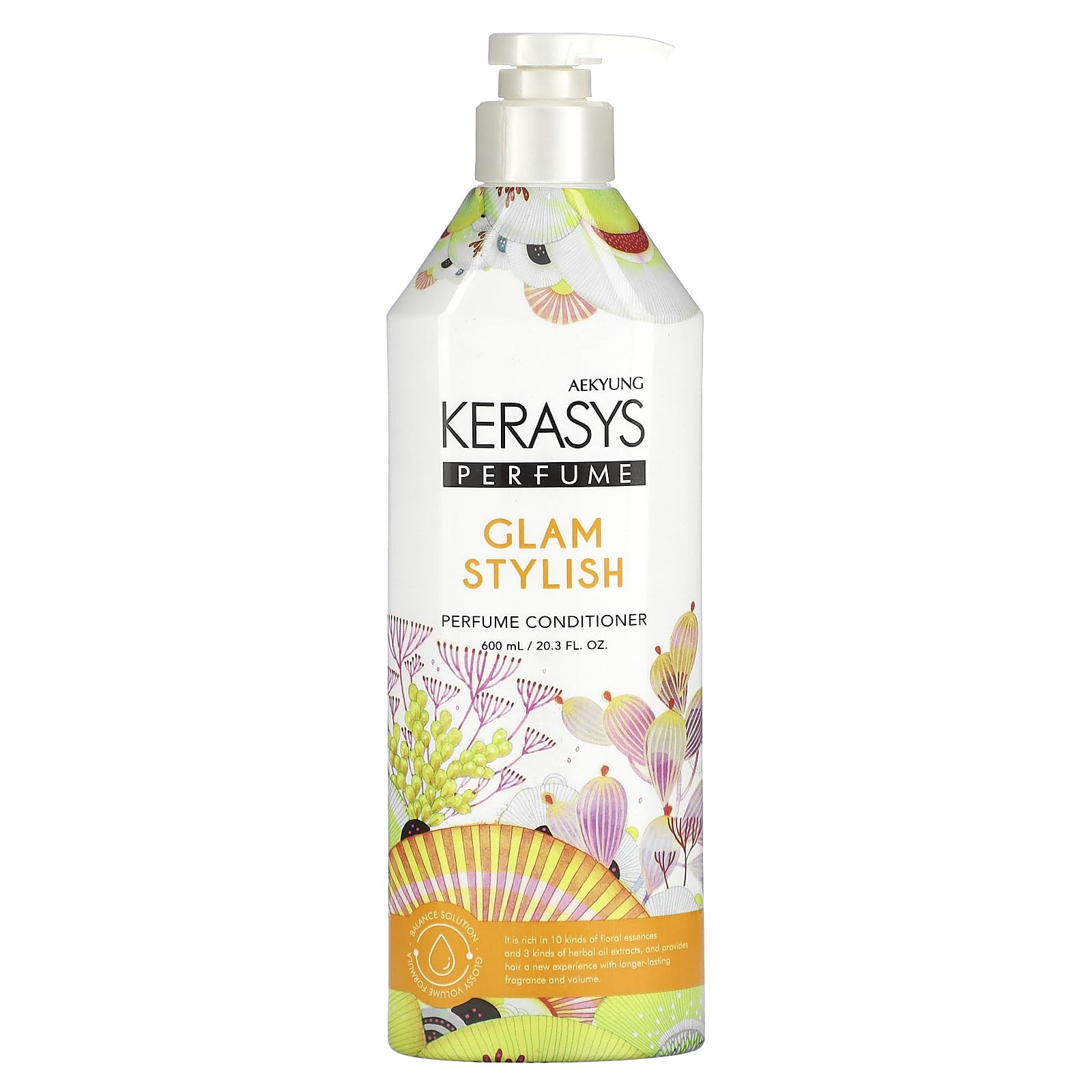Kerasys Perfume Glam Stylish conditioner bottle close-up for premium hair care.
