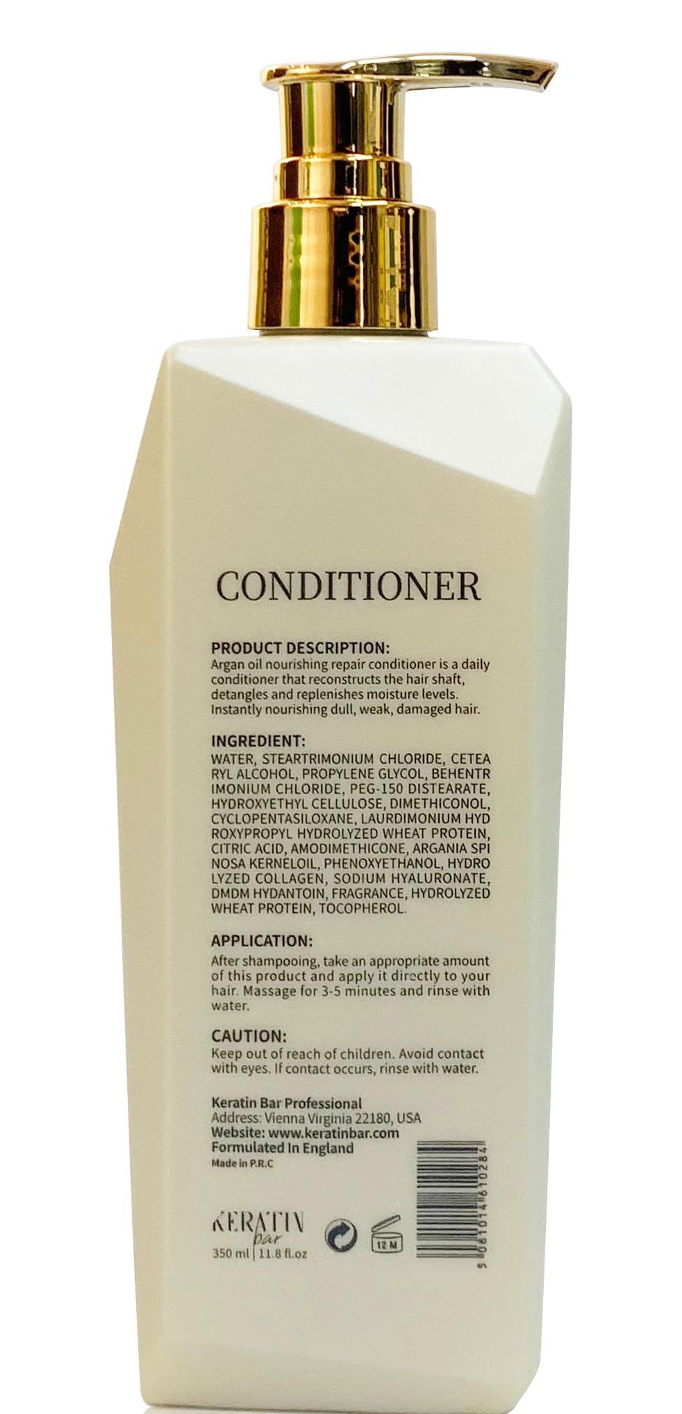 KERATIN BAR Organic Shampoo bottle closeup highlights natural ingredients for gentle cleansing