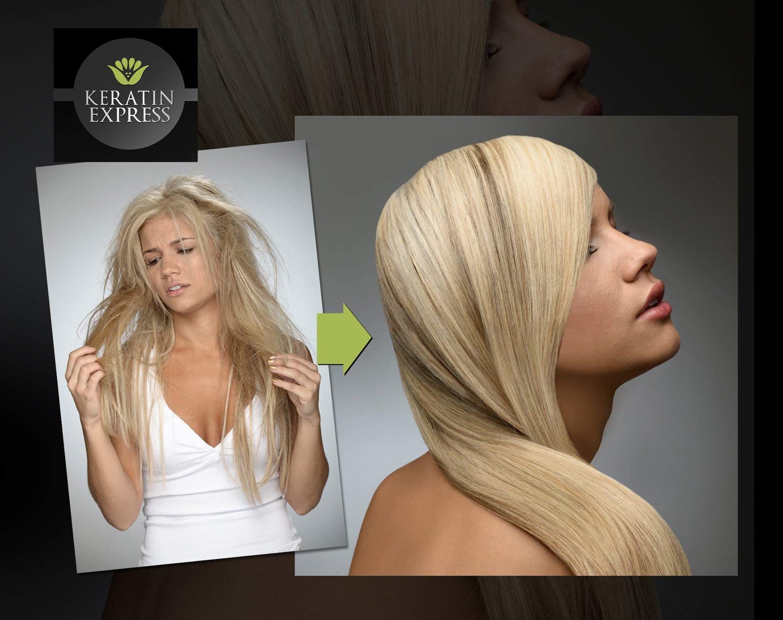 Keratin Express Daily Repair treatment bottle; strengthens and revives hair.