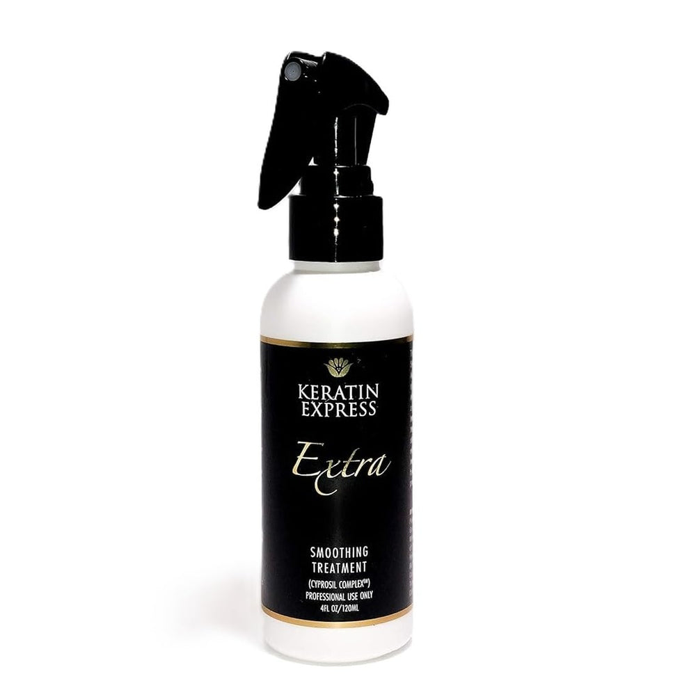 Keratin Express smoothing bottle ready for easy application and shine.