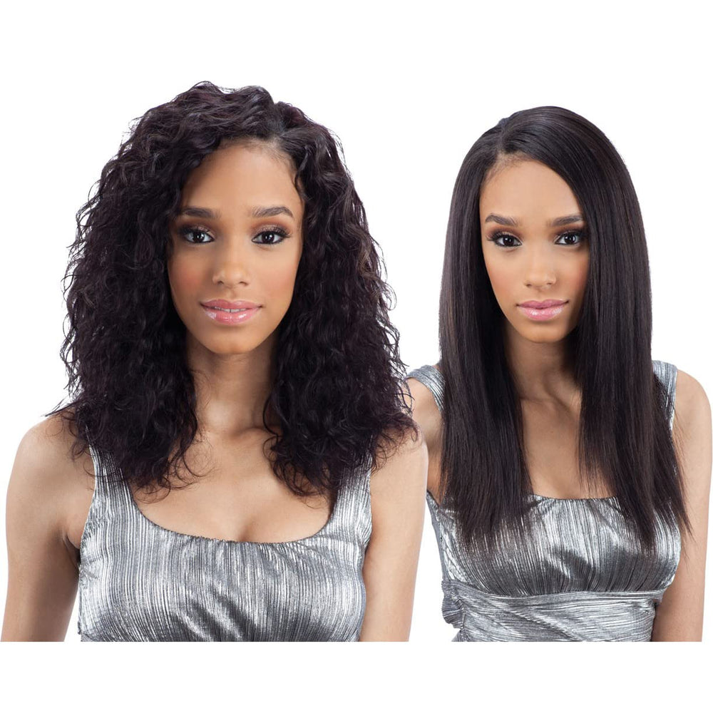 Before and after image showcasing smoother, straightened hair with Keratin Research.