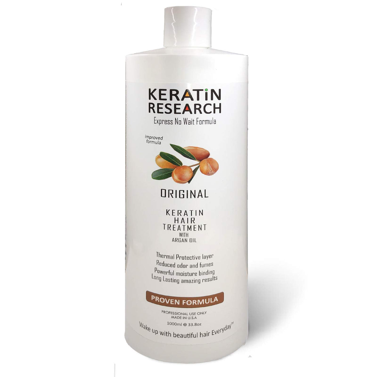 KERATIN RESEARCH Brazilian Keratin Blowout bottle—professional 1000ml for salon-quality results at home