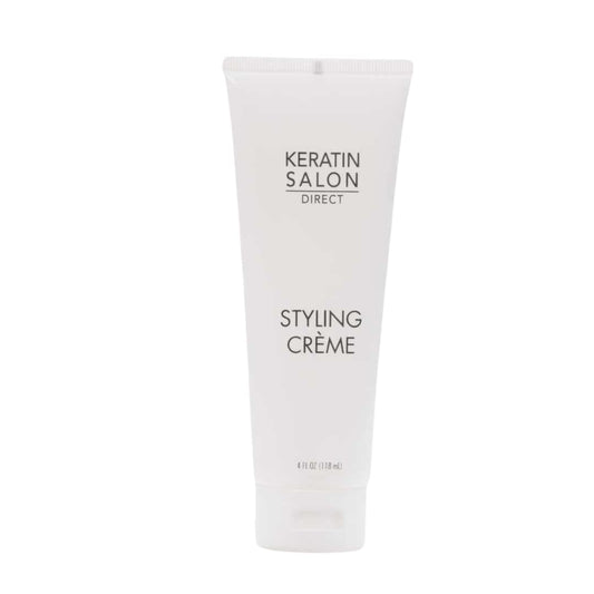 Keratin Salon Direct Styling Creme bottle shown for enhanced shine and easy manageability.