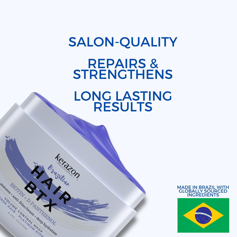 Kerazon Blonde BTX Mask flat iron use for sleek finish.