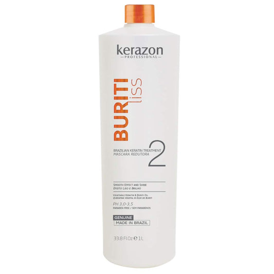 Kerazon Brazilian Keratin Treatment bottle pour indicating fast, easy application