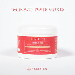 Kerotin Curly Defining Gel texture close-up highlights silky slip for detangling.