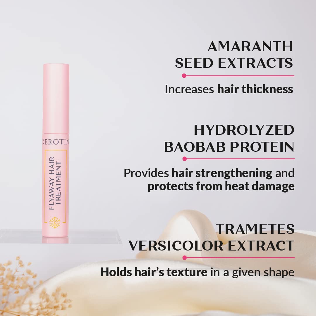 Kerotin Flyaway silicone-free and paraben-free formula for all hair types.