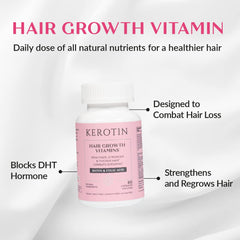 Kerotin Hair Growth Capsules closeup highlighting biotin and folic acid for hair health