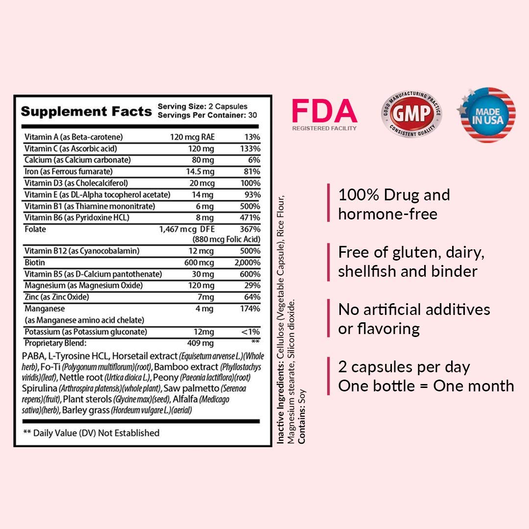 Kerotin Hair Growth label information emphasizing saw palmetto and plant nutrients
