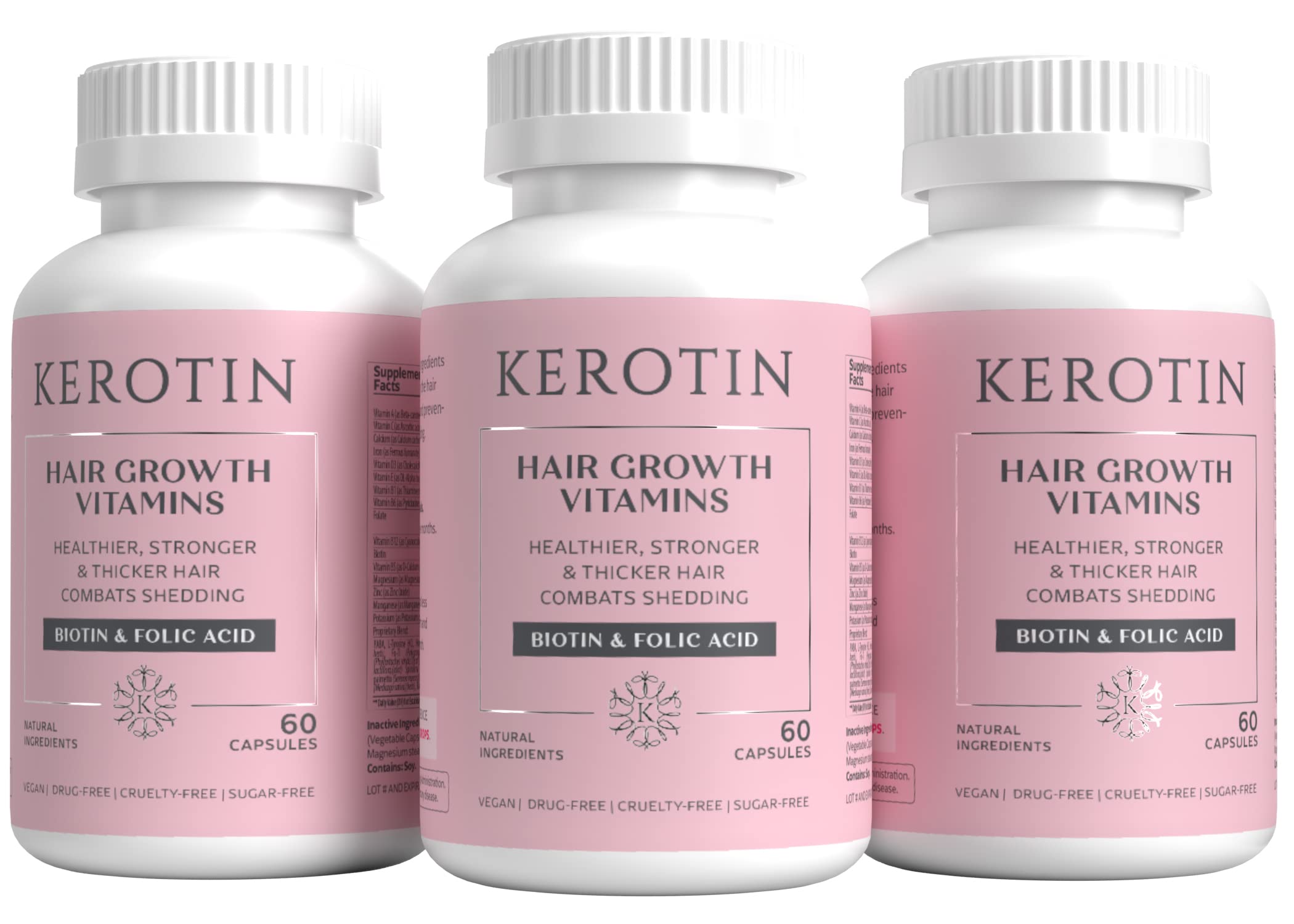 Kerotin Hair Growth Supplement bottle with capsules for daily hair support
