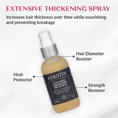 Kerotin Hair Thickening Spray mist on hair adds visible volume.