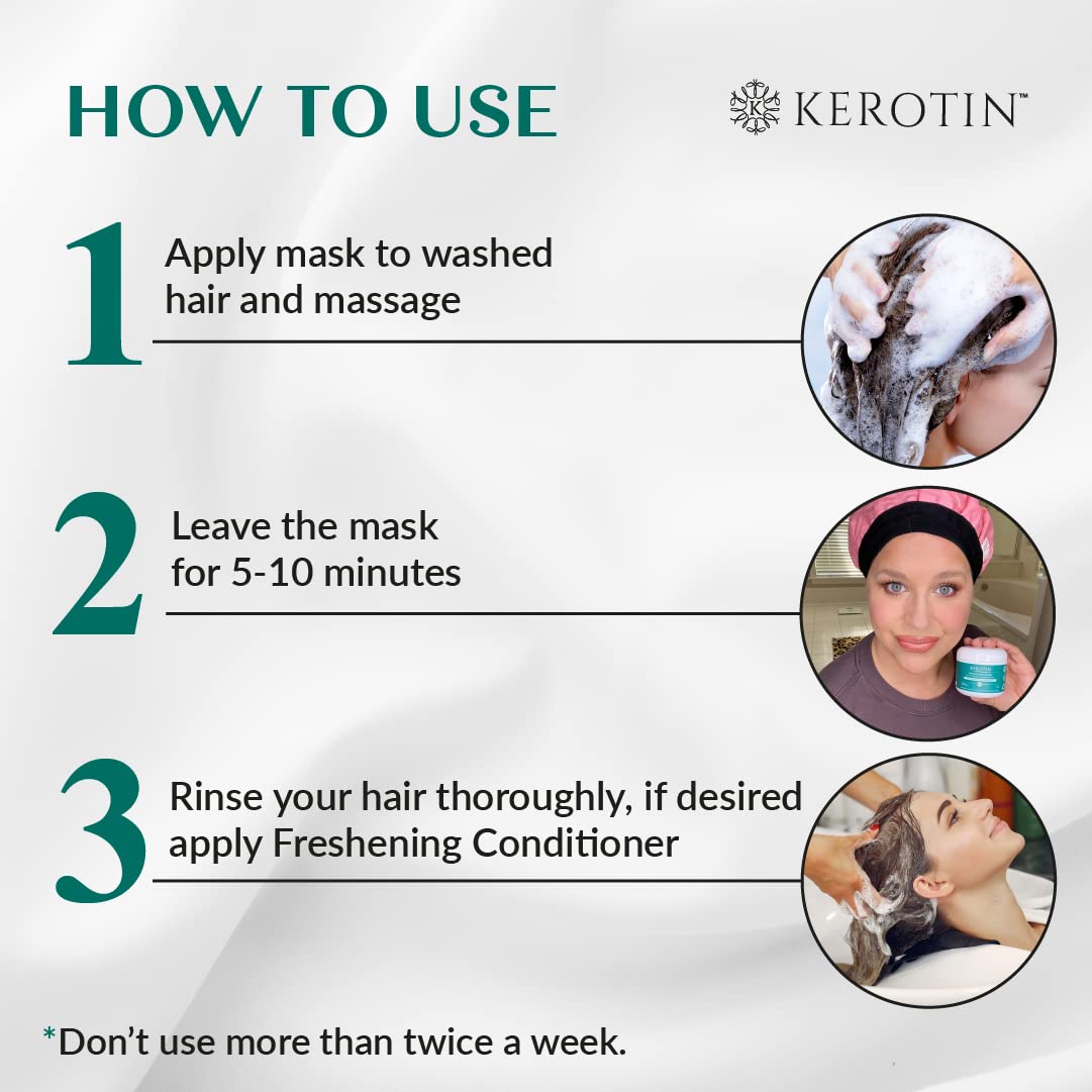K Kerotin Keratin Freshening Mask rinse and condition step for soft curls.