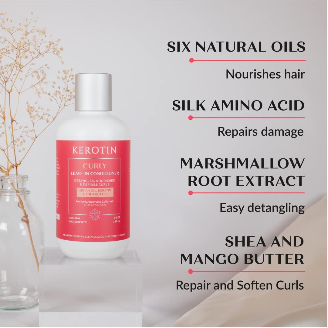 Curls defined after using Kerotin Leave-in Conditioner for smooth texture.