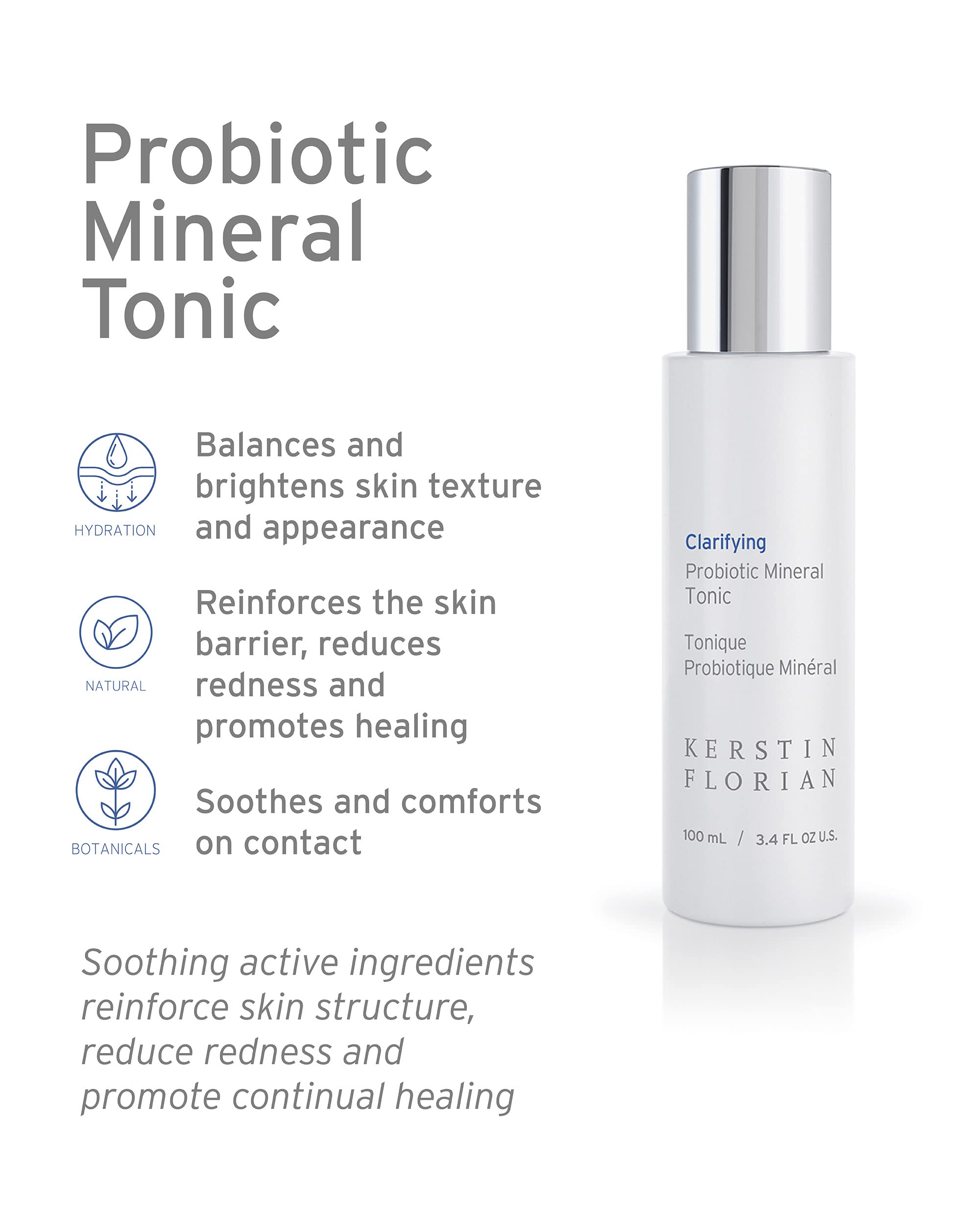 Kerstin Florian Clarifying Probiotic Mineral Tonic application on a cotton pad for cleansing