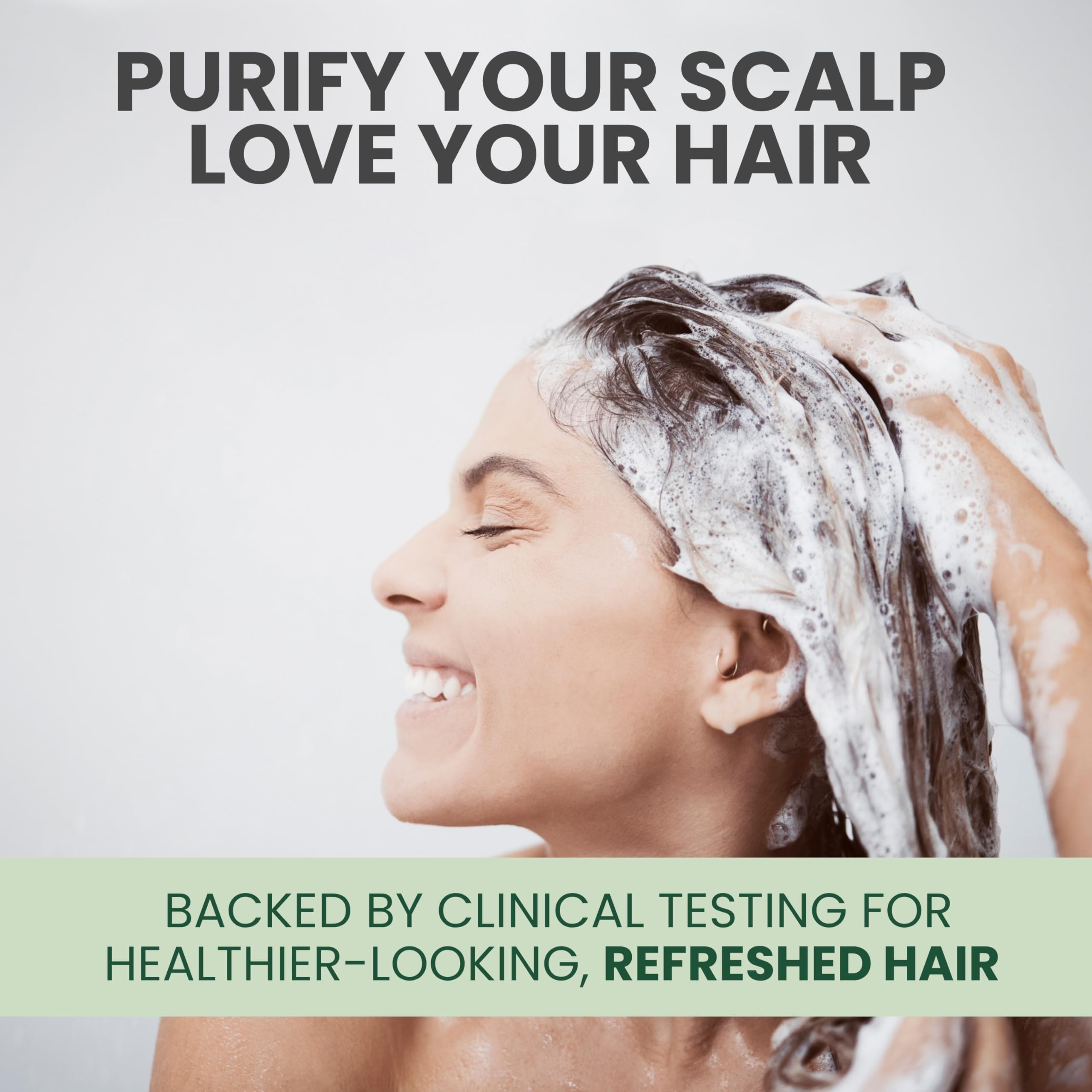 Mint and rosemary accents on packaging signal a cooling, uplifting wash experience.