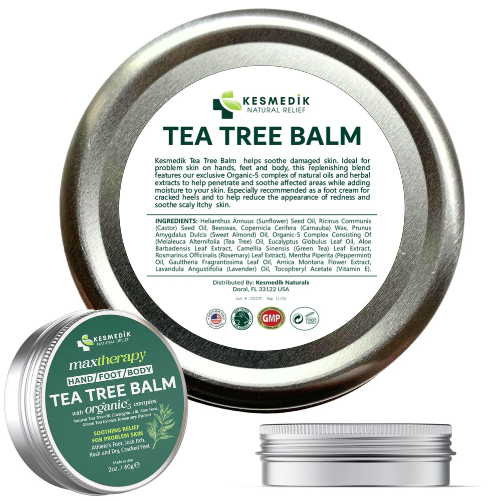 Made in USA KESMEDIK Tea Tree Oil Balm with natural ingredients