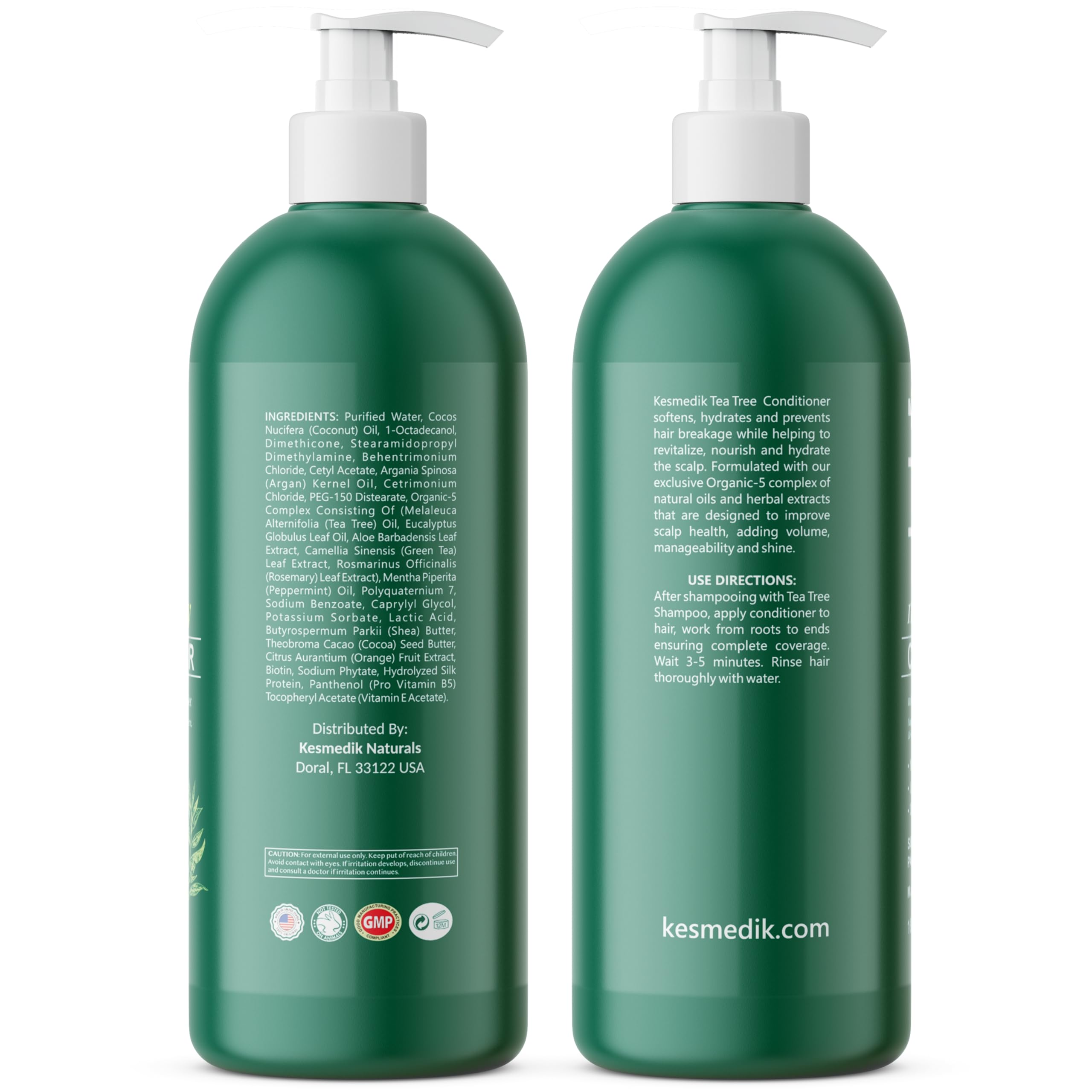 KESMEDIK Tea Tree Oil Conditioner on hair during comb-out showing shine and control.