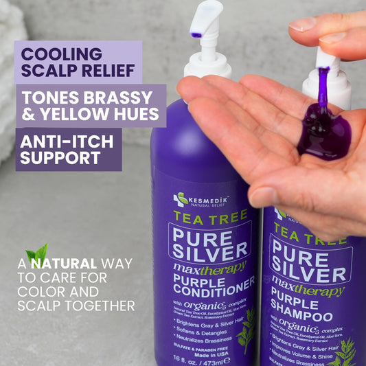 KESMEDIK Tea Tree Purple Conditioner bottle front view nourishes hair