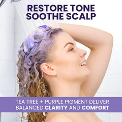 KESMEDIK Tea Tree Purple Conditioner pump close-up highlights nourishing formula