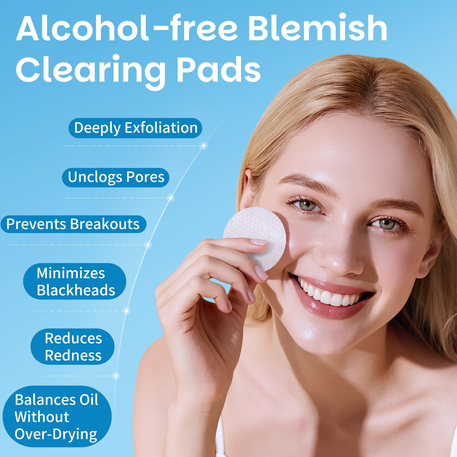 Kestper Witch Hazel Pads closeup emphasizing gentle toning and redness calming properties.