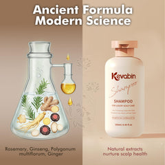 Scalp and fine hair during gentle cleansing with Kevabin shampoo.