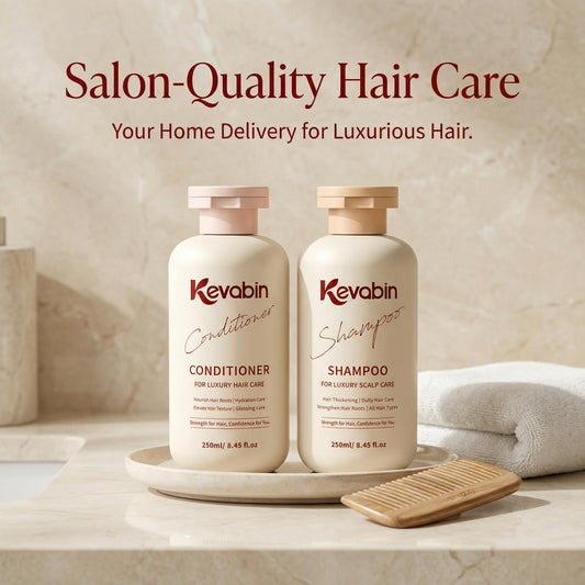 Kevabin rosemary conditioner bottle suggests nourishing care for shiny, resilient strands.