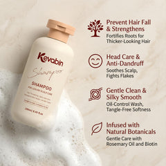 Kevabin tea tree oil clarifying action image hints at refreshed scalp and light lift.