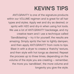 Ingredient graphic for KEVIN.MURPHY ANTI.GRAVITY showing clean, free-from formula