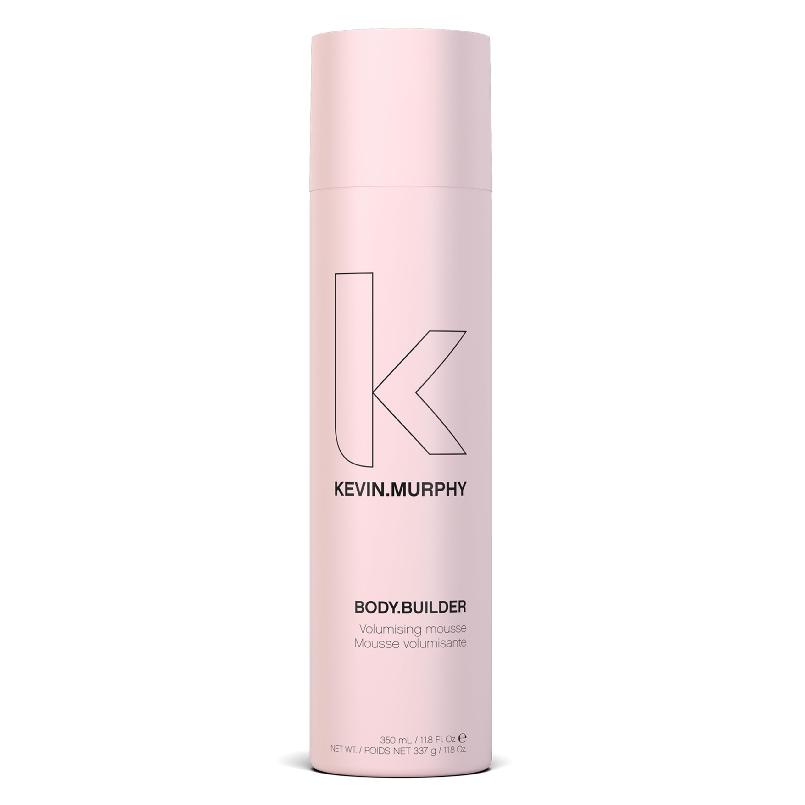 KEVIN.MURPHY BODY.BUILDER bottle close-up showing weightless volumising mousse for all hair types