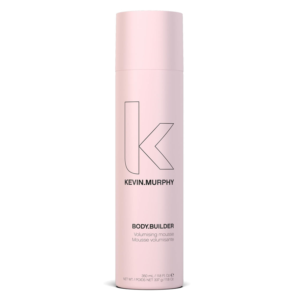 KEVIN.MURPHY BODY.BUILDER bottle close-up showing weightless volumising mousse for all hair types