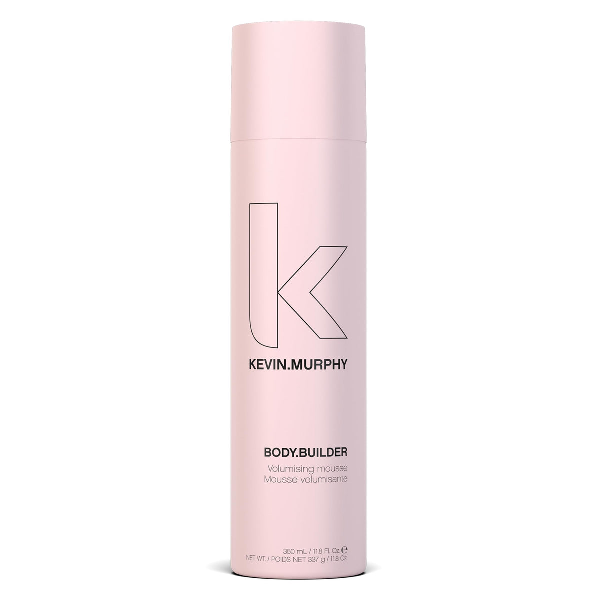 KEVIN.MURPHY BODY.BUILDER bottle close-up showing weightless volumising mousse for all hair types