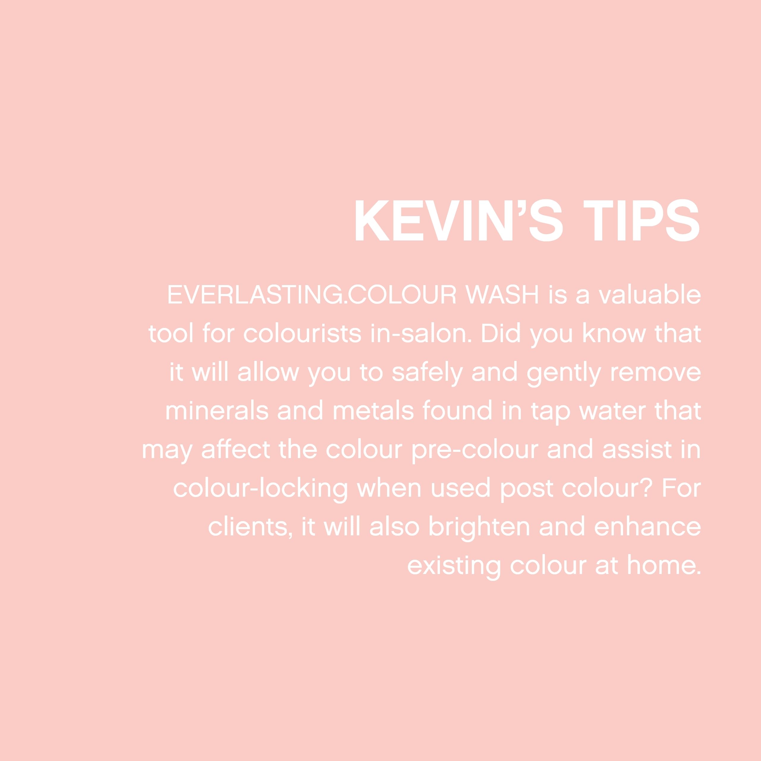 KEVIN.MURPHY Everlasting Colour Wash hard water protection concept illustrates mineral buildup defense