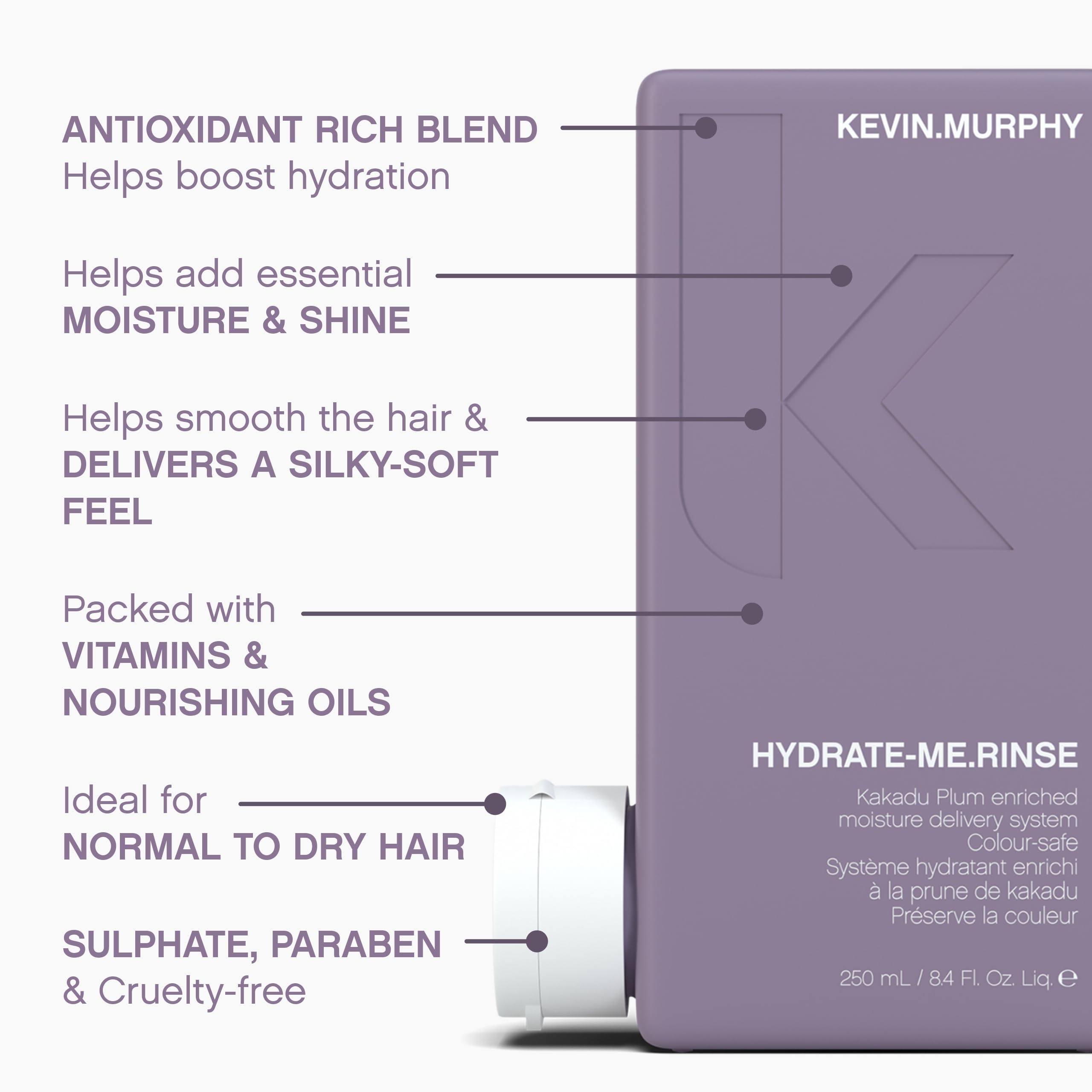 KEVIN.MURPHY Hydrate-Me.Rinse Kakadu Plum ingredient highlights antioxidant support.