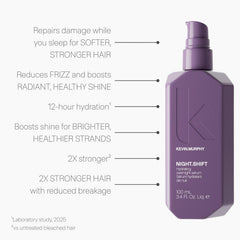 KEVIN.MURPHY Night.Shift shown as part of your nightly hair routine for smoother morning results.