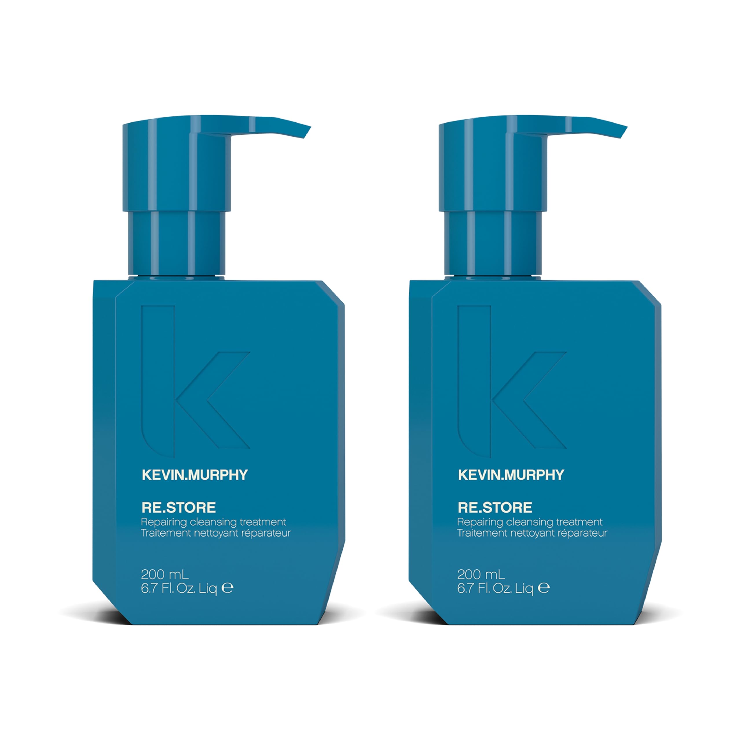 Kevin.MURPHY RE.STORE cleansing bottle pouring for repairing dry, damaged hair.