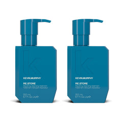 Kevin.MURPHY RE.STORE cleansing bottle pouring for repairing dry, damaged hair.