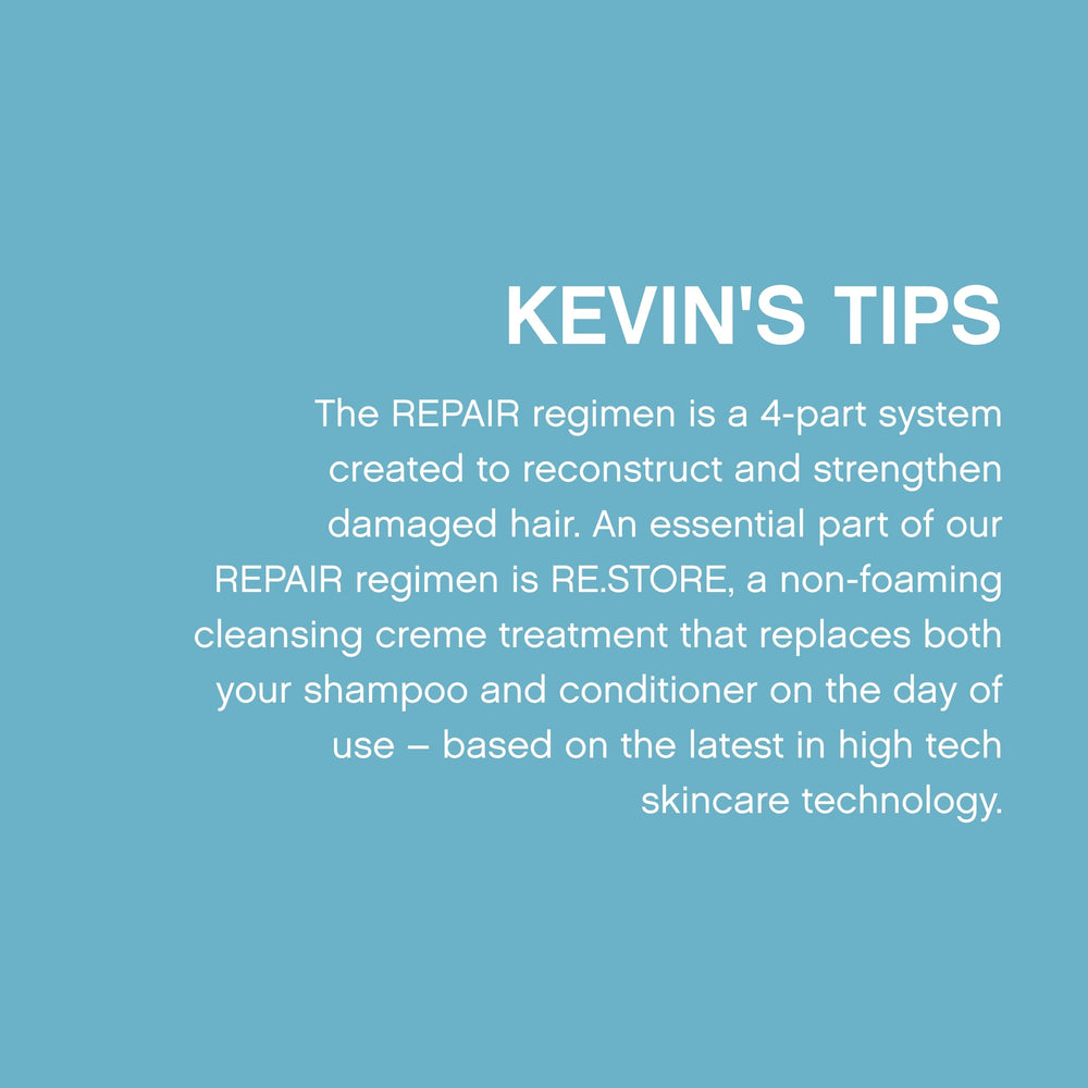 Close-up on hair after wash showing healthier shine with RE.STORE.