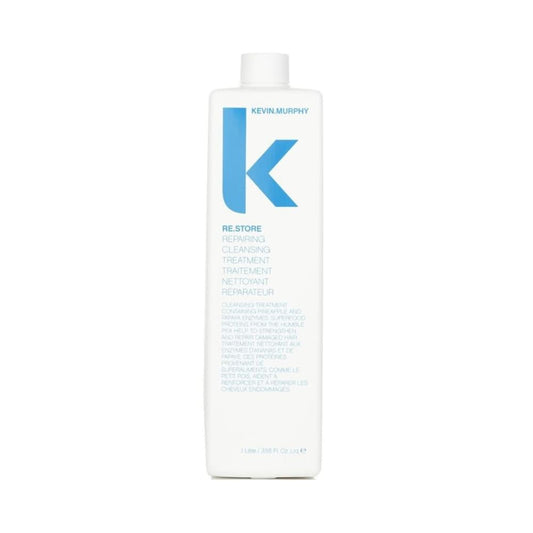 Kevin Murphy Re Store Repairing Cleansing Treatment bottle close-up for nourished, shiny hair